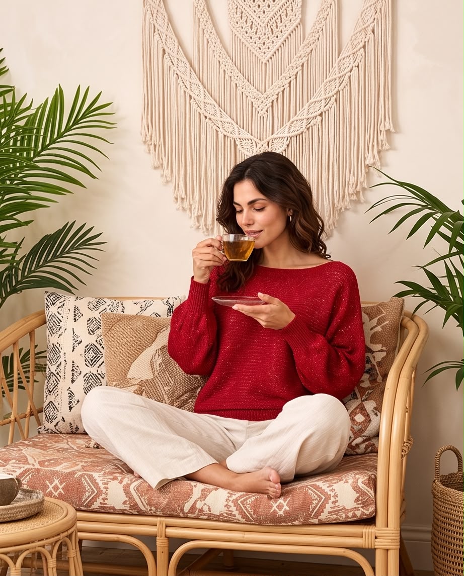 Pull Maille Lumière Rouge
