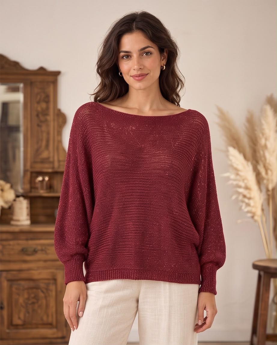 Pull Maille Lumière Bordeau