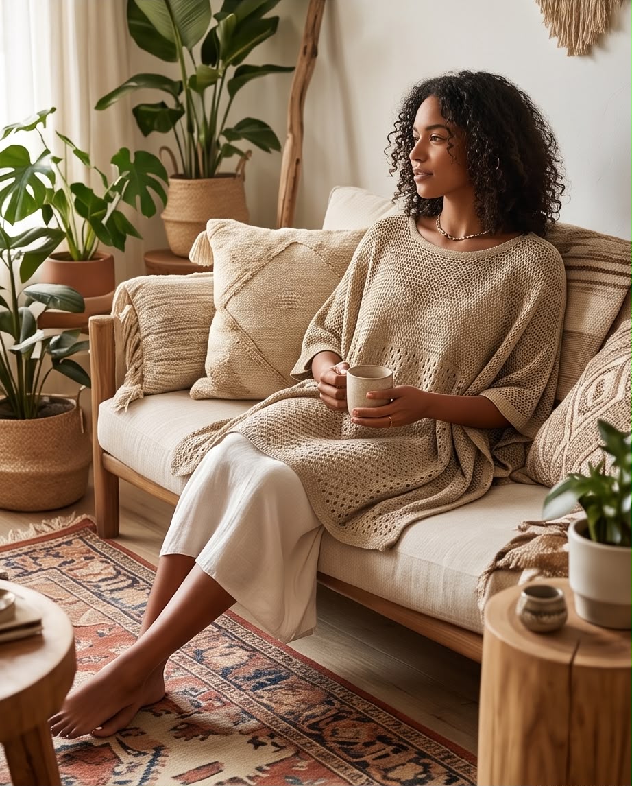 Poncho Alchimie beige