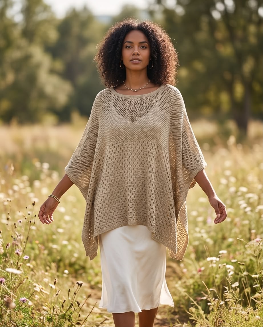 Poncho Alchimie beige