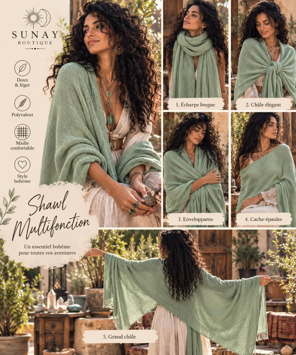 Tricot chale menthe
