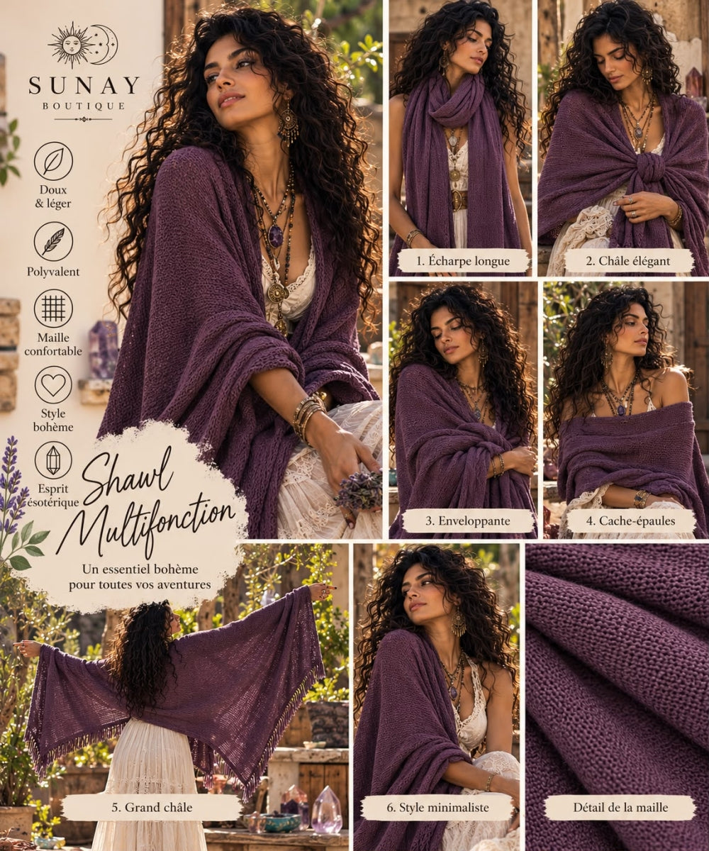 Tricot chale mauve