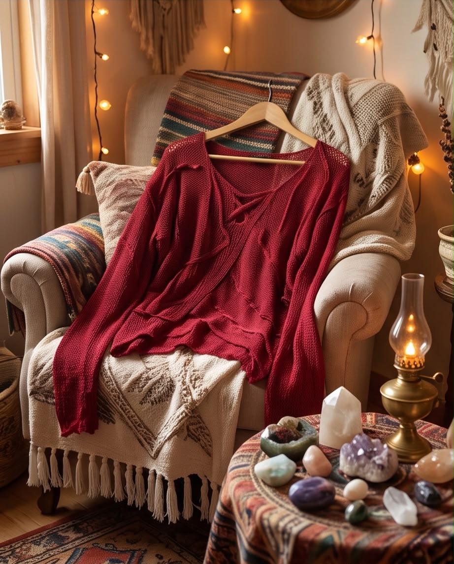 Pull rayonnant tricot Rouge