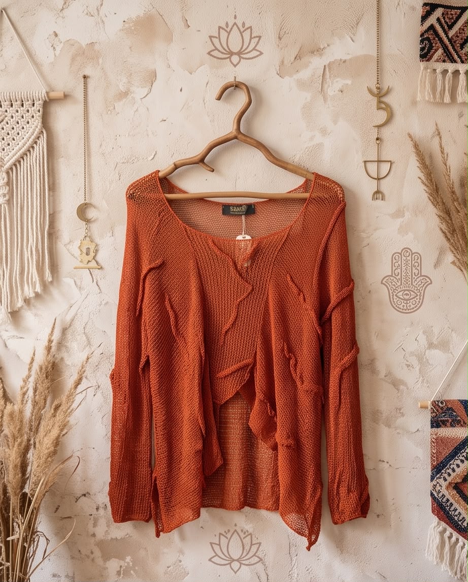 Pull rayonnant tricot Orange