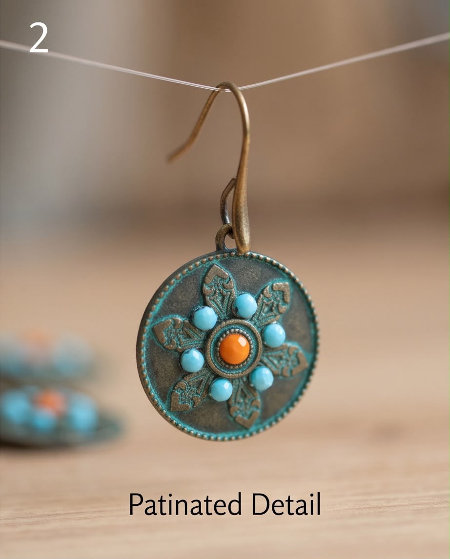 Boucle d'oreille Lune Turquoise