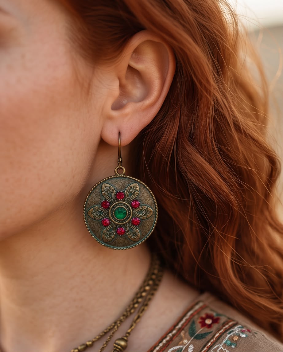 Boucle d'oreille Lune Rouge