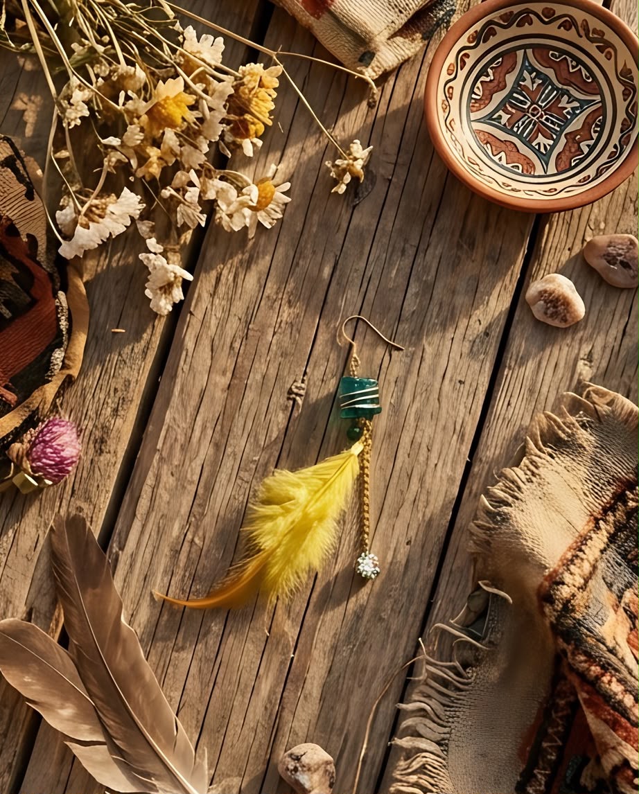 Boucle d'oreille La Plume du Soleil